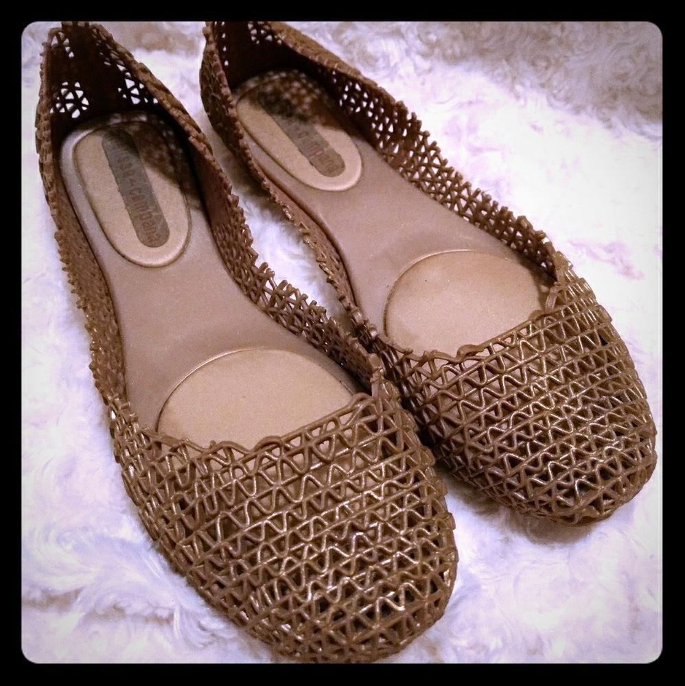 Melissa Campana Jelly Flats Gold/Beige (size 6)
